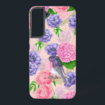 ロビンと花、水彩模様 SAMSUNG GALAXY S22 ケース<br><div class="desc">アネモネ、牡丹、あじさいの花、ロビンの鳥で作られた水色。</div>