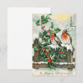 ロビンのいるヴィンテージクリスマスカード 招待状 (正面/裏面)