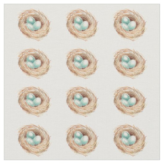 ロビンの卵の巣の鳥の生地 ファブリック (クローズアップ)