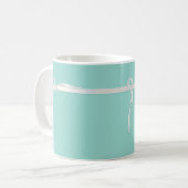 ロビンの卵の白いリボンが付いている青い宝石箱 コーヒーマグカップ (正面左)