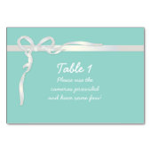 ロビンの卵の白いリボンが付いている青い宝石箱 テーブルナンバー (裏面)