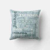 ロビンの卵の警官のベビーの名前のモダンのタイポグラフィ クッション (裏面)