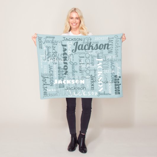 ロビンの卵の警官のベビーの名前のモダンのタイポグラフィ フリースブランケット (インサイチュ)