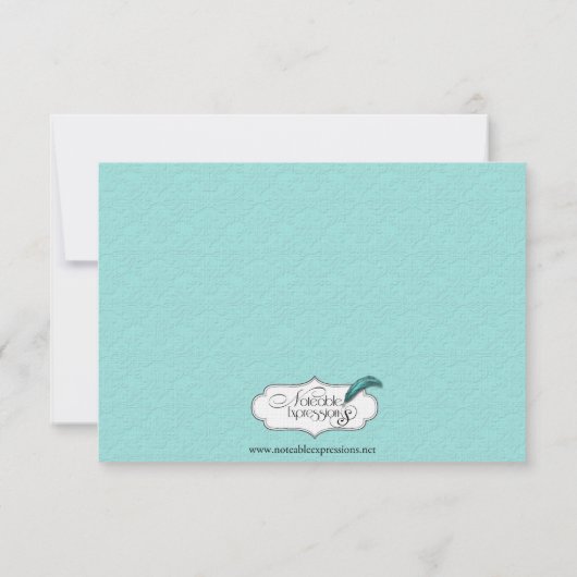 ロビンの卵の青いオレンジダマスク織の結婚式の応答カード 出欠カード (裏面)