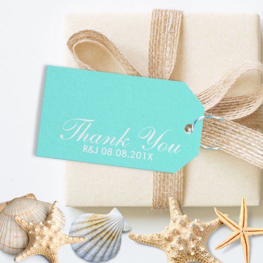 ロビンの卵の青いターコイズアクア結婚ブルー ギフトタグ