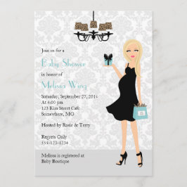 ロビンの卵の青いヒョウの妊娠したお母さんのベビーシャワー 招待状