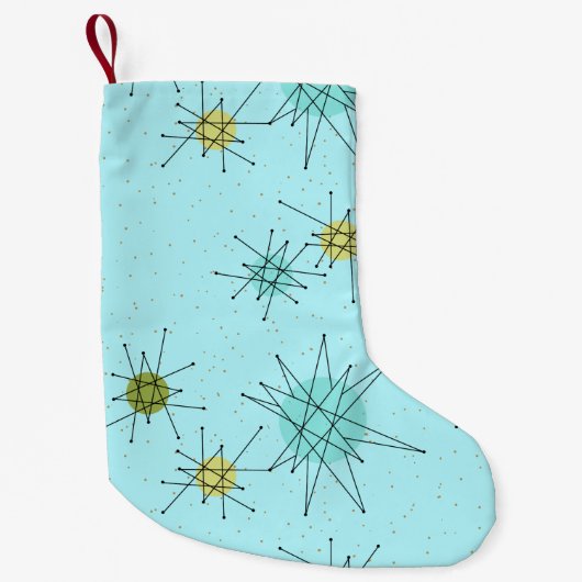 ロビンの卵の青い原子スターバストのクリスマスの貯蔵 スモールクリスマスストッキング (正面)