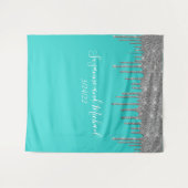 ロビンの卵の青い銀の輝きが滴るウェディング タペストリー (正面(横))