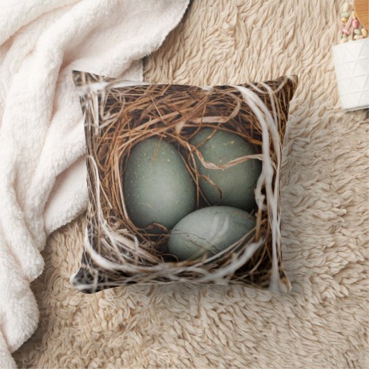 ロビンの卵の青い鳥の巣の春の母枕 クッション (ブランケット)
