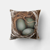 ロビンの卵の青い鳥の巣の春の母枕 クッション (裏面)