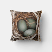 ロビンの卵の青い鳥の巣の春の母枕 クッション (正面)