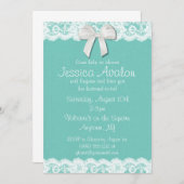 ロビンの卵の青および白いレースのブライダルシャワーの招待 招待状 (正面/裏面)