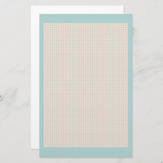 ロビンの卵の青く、ピンクの格子文房具 便箋 (正面/裏面)