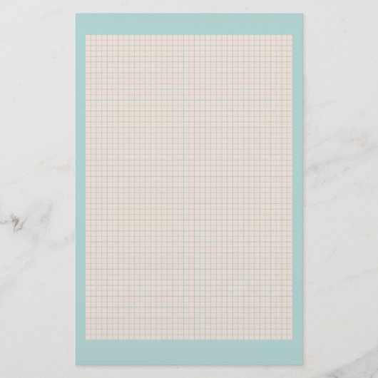ロビンの卵の青く、ピンクの格子文房具 便箋 (正面)