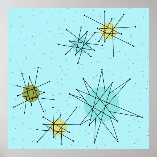 ロビンの卵の青の象徴的な原子スターバストポスター ポスター (正面)