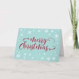 ロビンの卵ブルーの背景に赤いクリスマスタイポグラフィ シーズンカード