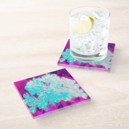 ロビンの卵ブルーペパーミントツイストフロックス花 ガラスコースター
