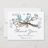 ロビンの卵ブルーヴィンテージラブバードありがとう サンキューカード (正面)