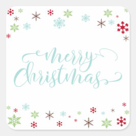 ロビンの卵ブルー、スノーフレーク・ウィムシー・メリークリスマス スクエアシール