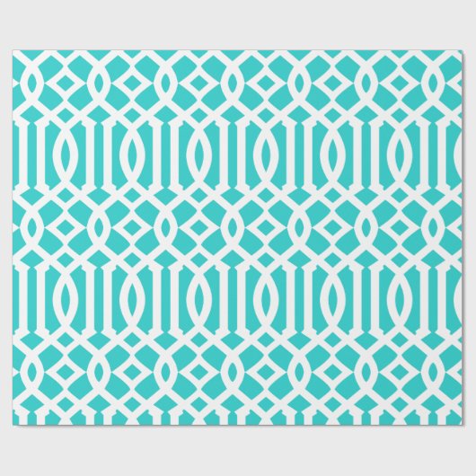 ロビンの卵青と白のトレリス模様 ラッピングペーパー (フラット)