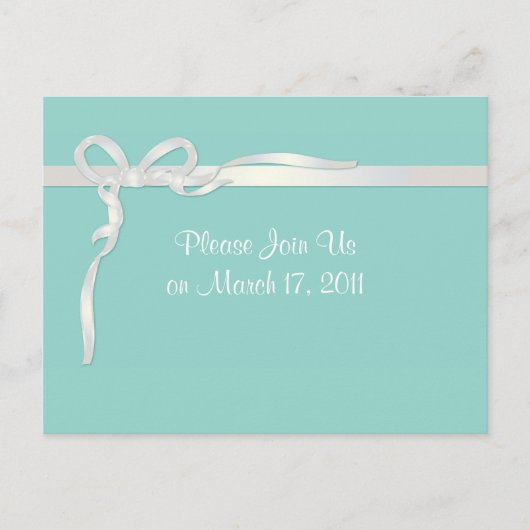 ロビンの卵青ジュエリーボックスと白いリボン ポストカード (正面)