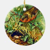ロビンの巣のヴィンテージのイラストレーション セラミックオーナメント (裏面)