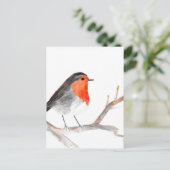 ロビンの水絵画色のクリスマスアート シーズンポストカード (スタンド正面)