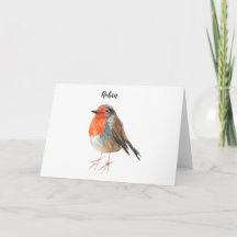 ロビンの絵を描水色の鳥。ナイスカード。