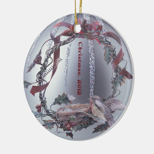 ロビンの赤い胸によって装飾される銀製のオーナメント セラミックオーナメント (左)