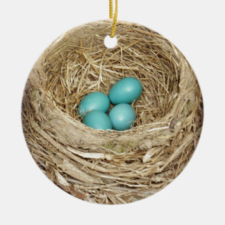 ロビンの鳥の卵の巣 セラミックオーナメント