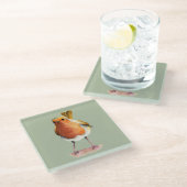 ロビンの鳥の水彩画の絵画 ガラスコースター (アングル)