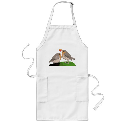 ロビンのredbreastの鳥愛 ロングエプロン (正面)