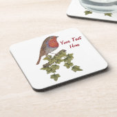 ロビンはクリスマスにツタの葉の野鳥にとまっていた コースター (左側)