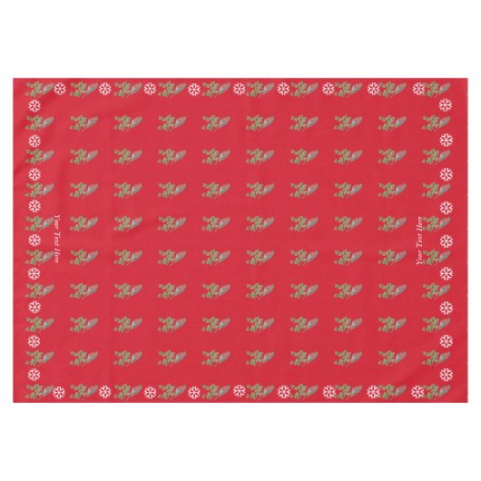 ロビンはクリスマスにツタの葉の野鳥にとまっていた テーブルクロス (正面(横))