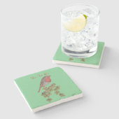 ロビンはツタの葉の野鳥に棲んでいた ストーンコースター (横)