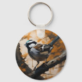 ロビンは木の油絵を描に入った。 キーホルダー (正面)