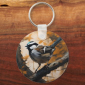 ロビンは木の油絵を描に入った。 キーホルダー (正面)