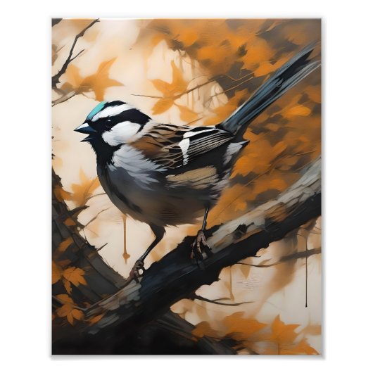 ロビンは木の油絵を描に入った。 フォトプリント            (正面)