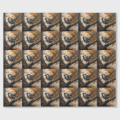 ロビンは木の油絵を描に入った。 ラッピングペーパー (フラット)