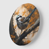 ロビンは木の油絵を描に入った。 ラージ壁時計 (傾斜)