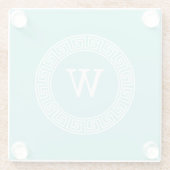 ロビンエッグウィットギリシャ鍵Rndフレームイニシャルモノグラム ガラスコースター (裏面)