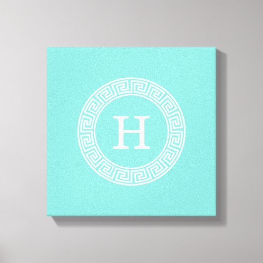 ロビンエッグウィットギリシャ鍵Rndフレームイニシャルモノグラム キャンバスプリント (正面)