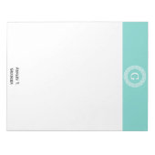 ロビンエッグウィットギリシャ鍵Rndフレームイニシャルモノグラム ノートパッド (正面)