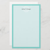 ロビンエッグウィットギリシャ鍵Rndフレームイニシャルモノグラム 便箋 (正面/裏面)