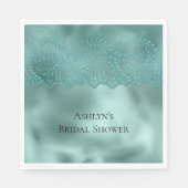 ロビンエッググリーンのレースのウェディングシャワー スタンダードランチョンナプキン (正面)