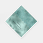 ロビンエッググリーンのレースのウェディングシャワー スタンダードランチョンナプキン (角)