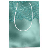 ロビンエッググリーンのレースを使ったウェディングシャワーパーティー ミディアムペーパーバッグ (正面)