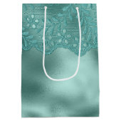 ロビンエッググリーンのレースを使ったウェディングシャワーパーティー ミディアムペーパーバッグ (裏面)