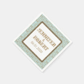 ロビンエッグブルーと金ゴールドダマスクウェディング スタンダードカクテルナプキン (角)