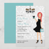 ロビンエッグブルーヒョウ妊娠ママ赤ちゃんシャワー 招待状 (正面/裏面)